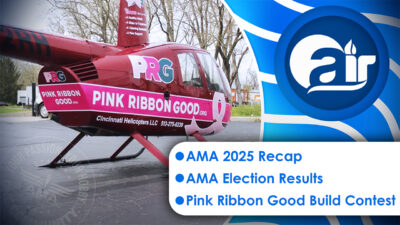 AMA Air thumbnail image featuring a helicopter and the top three topics from the episode listed