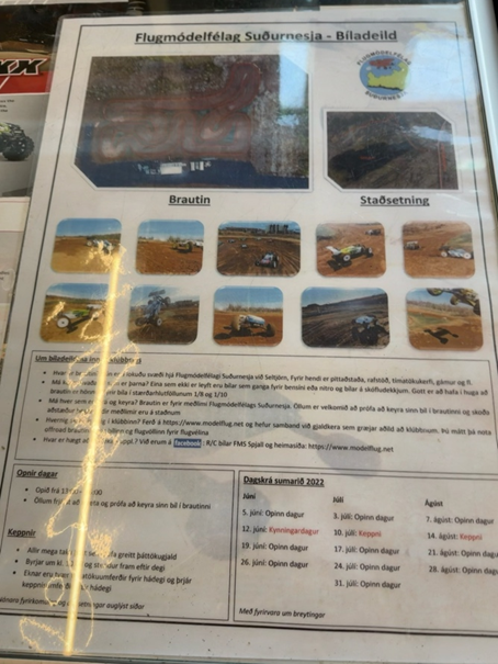 An in-store flyer for Sudurnes RC Club (Flugm&oacute;delf&eacute;lag Su&eth;urnesja).