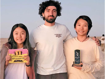 (L-R): Kiana Lin, NYAA Coach Sevak Malkaysan, and Aurelius Lin. 