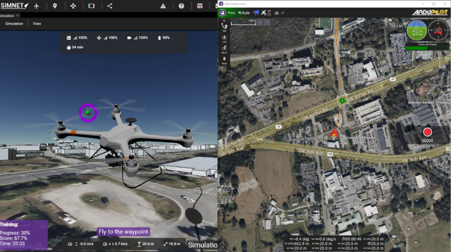 A screenshot of the SIMNET flight simulation platform.