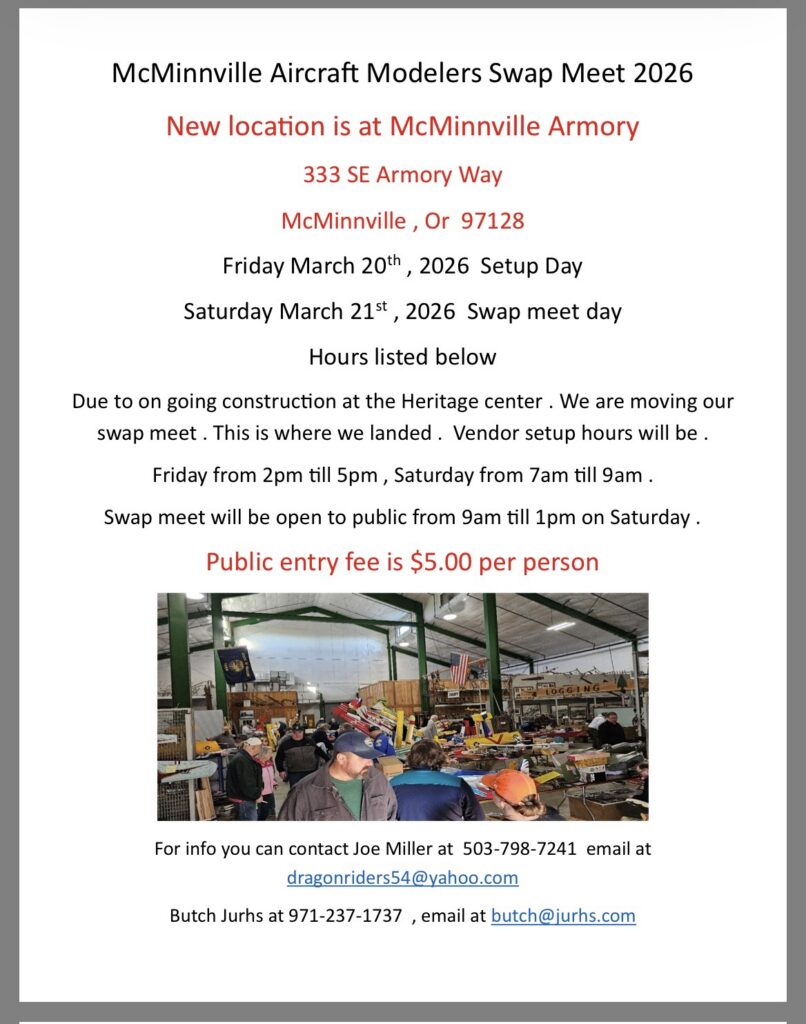 McMinnville Aircraft Modelers Swap Meet 3/21/2026