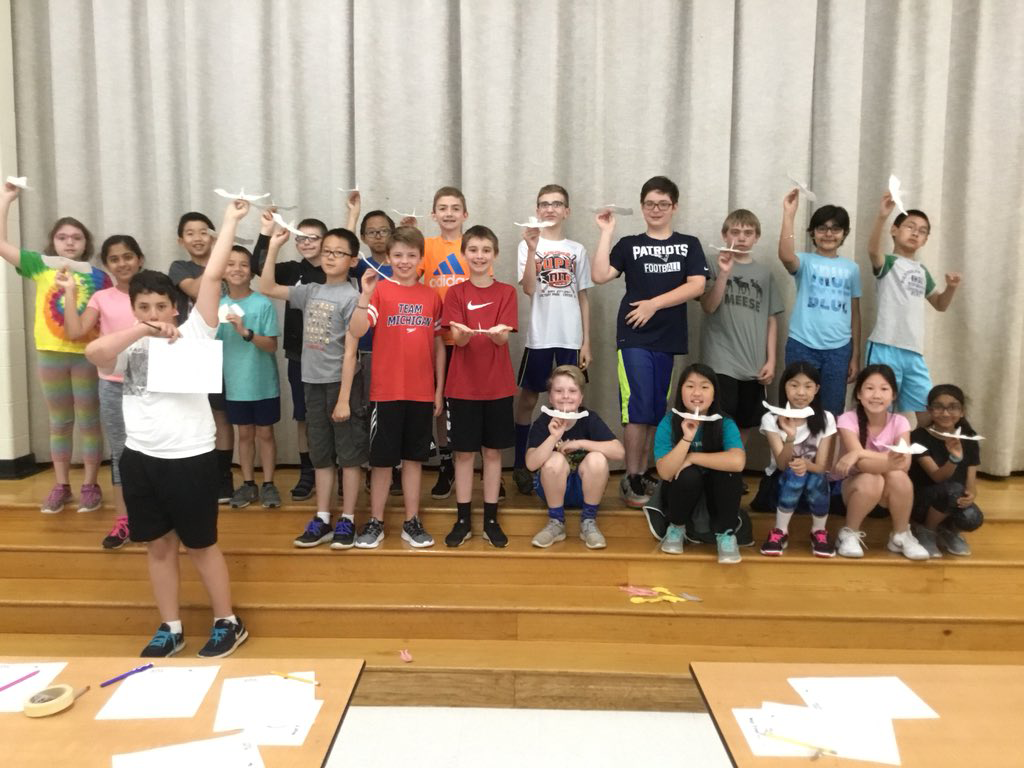 Classroom teacher introduces the FPG9 glider to elementary students