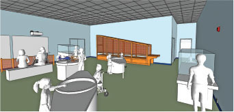 Concept view of the gallery. Note that the drawings are subject to change as the project continues to progress.